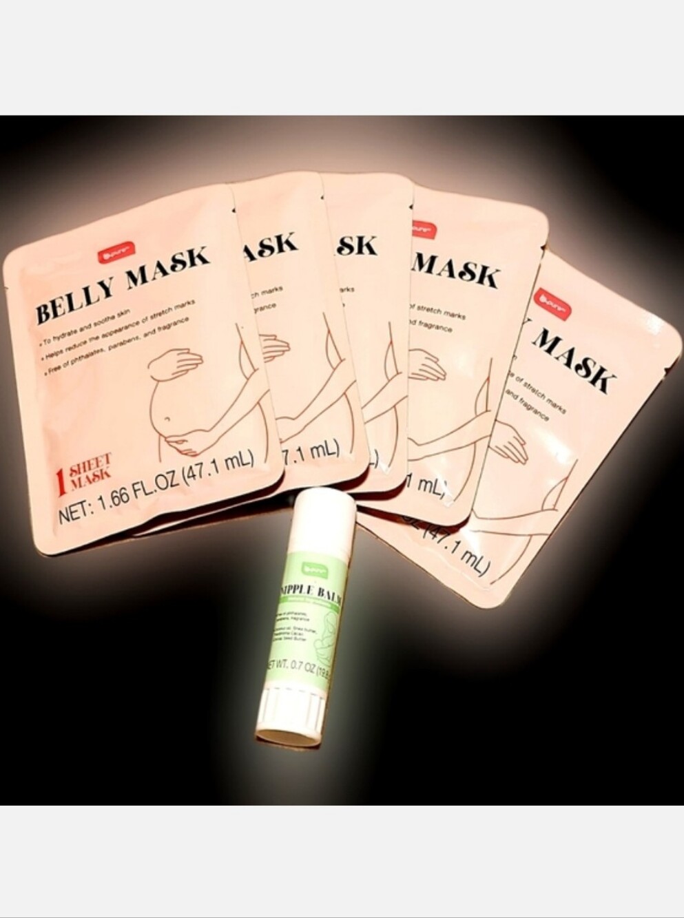 NWT PREGNANCY BUNDLE! 6pc PRE/POST-NATAL BELLY MASKS + NIPPLE BALM GIFT SET!